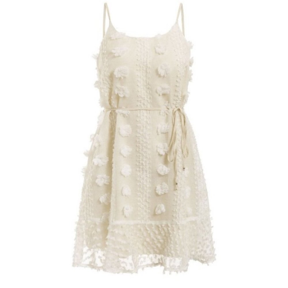 boho cream embroidered ruffle cami dress summer - Picture 4 of 4